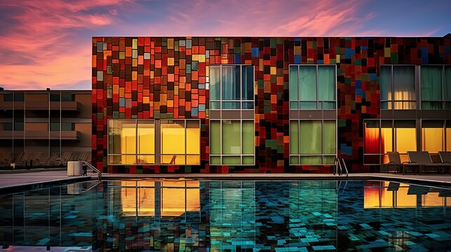 architecture abstract hotel building illustration boutique urban, minimalist contemporary, stylish chic architecture abstract hotel building