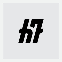 H7 - logo. Vector design element or icon. Logotype with letter H and number 7 (seven). 7H.