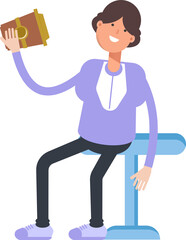 Woman Character Drinking Coffee
