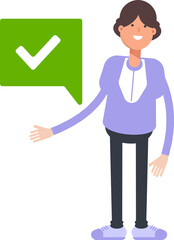 Woman Character and Check Mark
