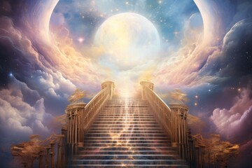 Stairway to Celestial Realms - obrazy, fototapety, plakaty