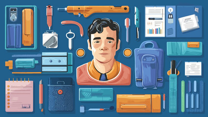 Flatlay knolling graphic resources various design