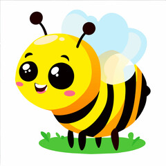 A cute bee buzzes around a flower in nature.