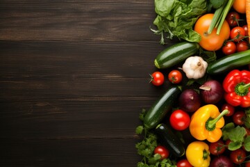 top view of vegetables with copy space for text. Food background for stock photography - generative ai