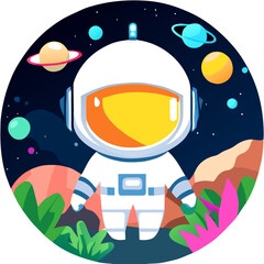 A cute astronaut explores the wonders of nature.