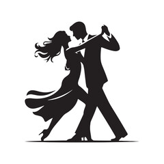 Romantic Dancing Couple Silhouette Vector Set for Elegant Designs and Love-themed Projects. Dancing couple Illustration.