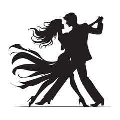Romantic Dancing Couple Silhouette Vector Set for Elegant Designs and Love-themed Projects. Dancing couple Illustration.