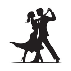 Romantic Dancing Couple Silhouette Vector Set for Elegant Designs and Love-themed Projects. Dancing couple Illustration.