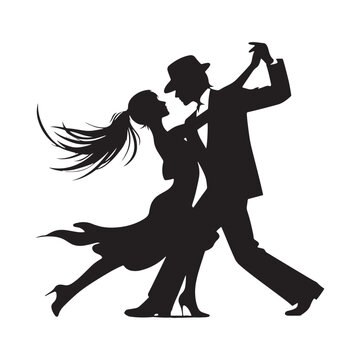 Romantic Dancing Couple Silhouette Vector Set for Elegant Designs and Love-themed Projects. Dancing couple Illustration.