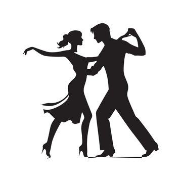 Romantic Dancing Couple Silhouette Vector Set for Elegant Designs and Love-themed Projects. Dancing couple Illustration.