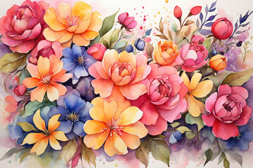 watercolor painting of beautiful flowers,floral background for your design