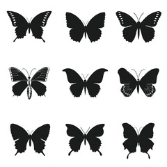 butterfly  silhouette vector set design