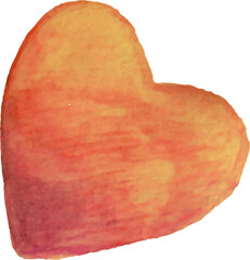 Watercolor Orange heart, design element for invitation and greeting card. Romantic background. transparent, png. heart