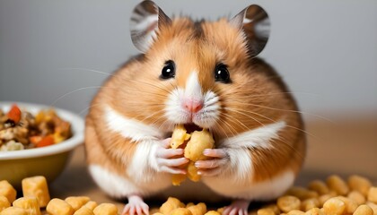 A Hamster Stuffing Its Cheeks Full Of Food