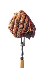 Tuinposter Grilled beef steak with rosemary isolated on a white background. © Igor Normann