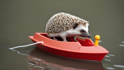 A Hedgehog Playing With A Toy Boat