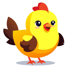 The cute chicken wanders in nature.