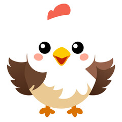 A cute chicken enjoys the beauty of nature.