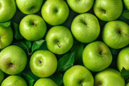 Green Apple Fruit background top view Freshness of juicy for Decoration Smoothie food menu