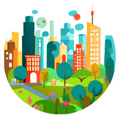 Charming town with cozy houses nestled amidst lush greenery