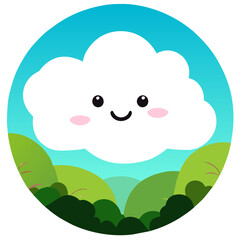 A fluffy cloud resembling a fluffy bunny hops across the cerulean sky.