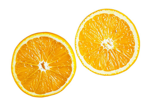 Orange Fruit top view transparent background Freshness of juicy for Decoration Smoothie food menu