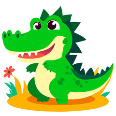 Obraz premium Baby crocodile basking in the sun with an adorable smile.