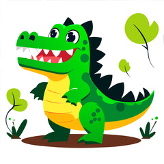 Fototapeta premium A cute crocodile basks in the sun, its eyes closed in contentment.