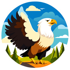 Obraz premium Adorable eagles soar gracefully through the vibrant tapestry of nature.