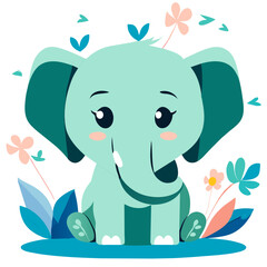 Cute elephant standing in the middle of nature.