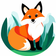 Obraz premium A cute fox peeks out from behind a tree, its keen eyes scanning the surroundings.