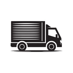 Swift Deliveries: Delivery Truck Silhouette Vector for Efficient Logistics and Transportation Designs. Black Delivery truck illustration, Transport Vector.