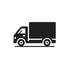 Swift Deliveries: Delivery Truck Silhouette Vector for Efficient Logistics and Transportation Designs. Black Delivery truck illustration, Transport Vector.
