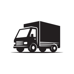 Swift Deliveries: Delivery Truck Silhouette Vector for Efficient Logistics and Transportation Designs. Black Delivery truck illustration, Transport Vector.