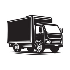 Swift Deliveries: Delivery Truck Silhouette Vector for Efficient Logistics and Transportation Designs. Black Delivery truck illustration, Transport Vector.