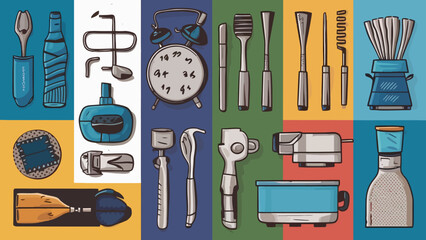 Flatlay knolling graphic resources various design