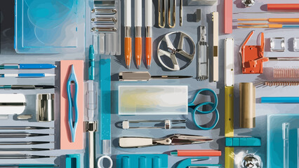 Flatlay knolling graphic resources various design