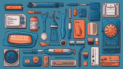 Flatlay knolling graphic resources various design