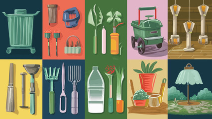 Flatlay knolling graphic resources various design