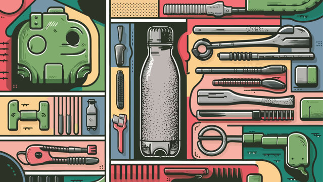 Flatlay knolling graphic resources various design