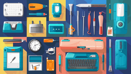 Flatlay knolling graphic resources various design