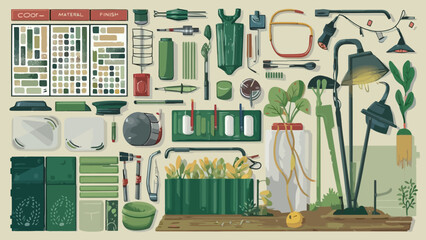 Flatlay knolling vector illustration 