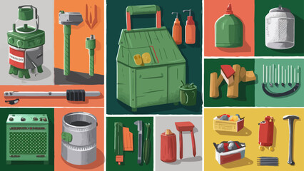 Flatlay knolling vector illustration 