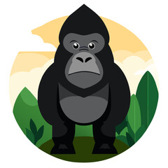 The cute gorilla roams freely in its natural habitat, showcasing its playful and curious nature.