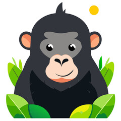 Cute gorilla enjoys the beauty of nature.