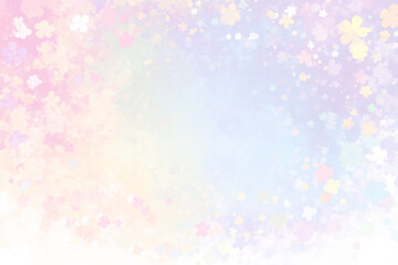 淡いパステルカラーの可愛い花びらが舞う背景