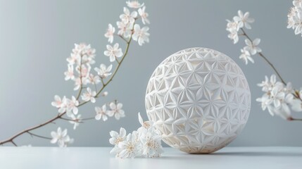 A minimalistic design featuring the Flower of Life pattern in soft colors