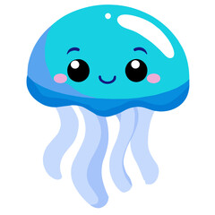 Naklejka premium An adorable jellyfish lazily drifts through the water, its delicate tendrils trailing behind.