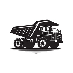 Dump Truck Chronicles: Robust Silhouette Vector Set for Construction Sites and Heavy-duty Projects. Dump Truck Illustration, Dump Truck Vector. © Wolfe 