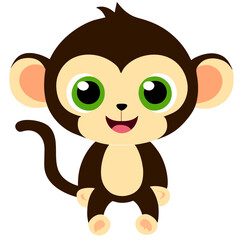 The adorable monkey plays in its natural habitat with a delighted expression.